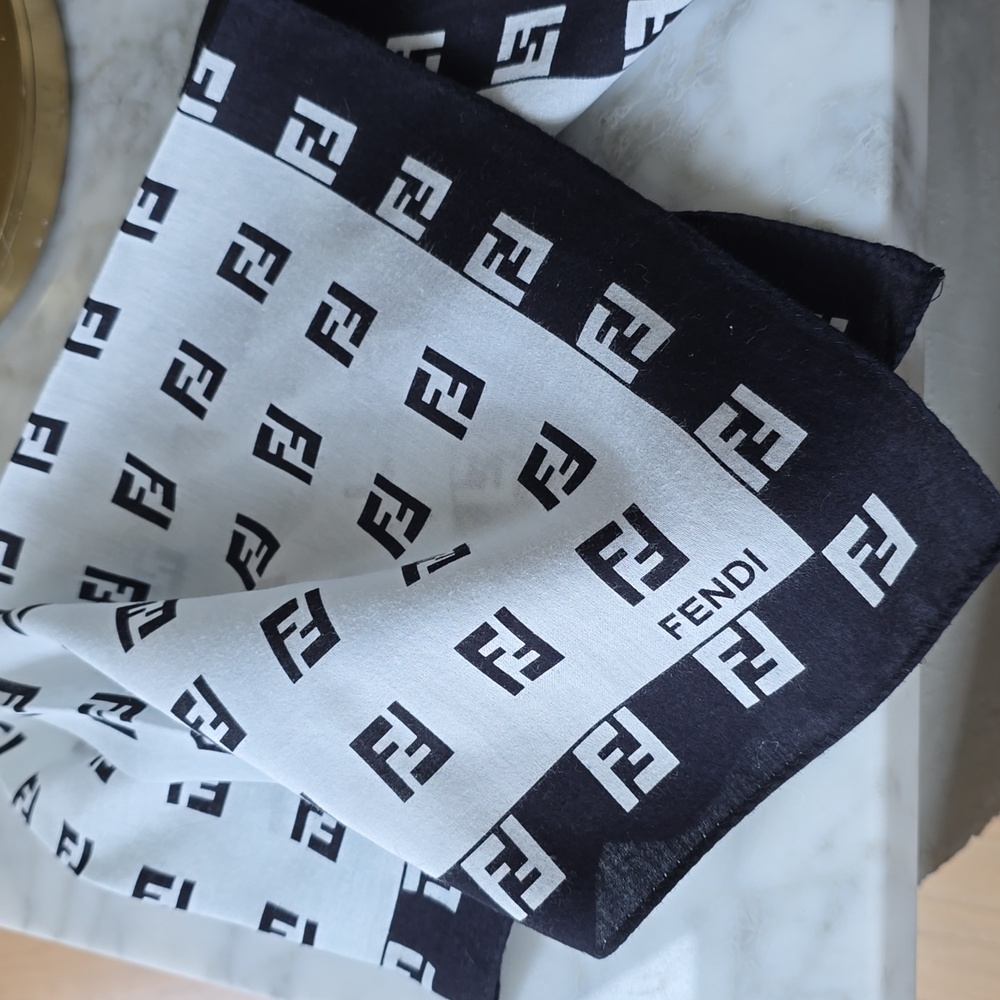 Fendi Black and White Logo Scarf